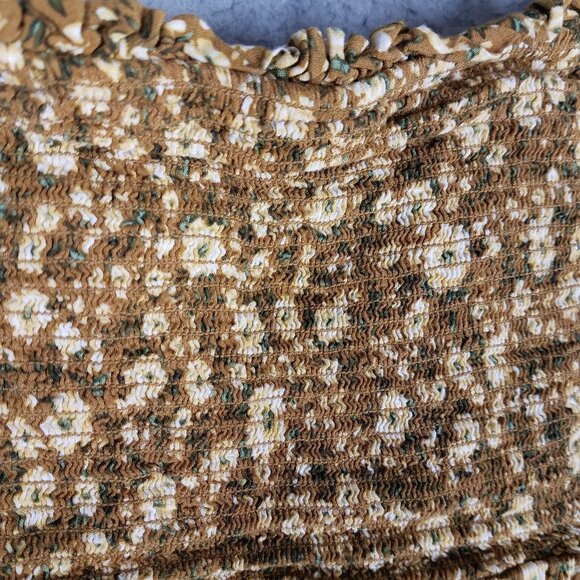 Old Navy Tank Top Women's 2X Floral Cottagecore Crop Brown Cream Summer Feminine - Picture 12 of 12
